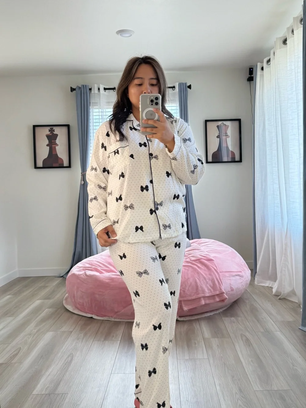 Women's White Butterfly Print Pajama Set